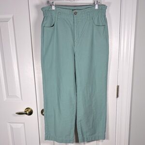 J.Crew Green Straight Cargo Wide Leg 100% Cotton Size 10